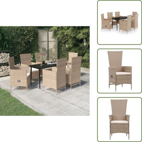 Cuscini da sedile - vidaXL Set da Pranzo da Giardino 7 pz con Cuscini Beige - Arredamento da esterno