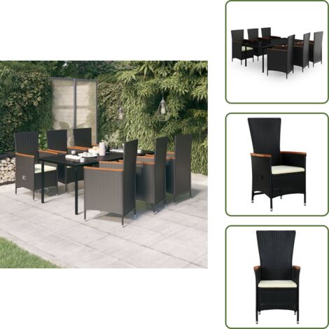 Cuscini da sedile - vidaXL Set da Pranzo da Giardino 7 pz con Cuscini Nero - Arredamento da esterno