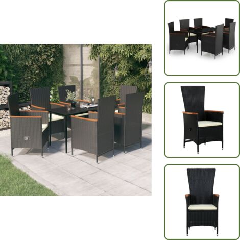 Cuscini da sedile - vidaXL Set da Pranzo da Giardino 7 pz con Cuscini Nero - Arredamento da esterno