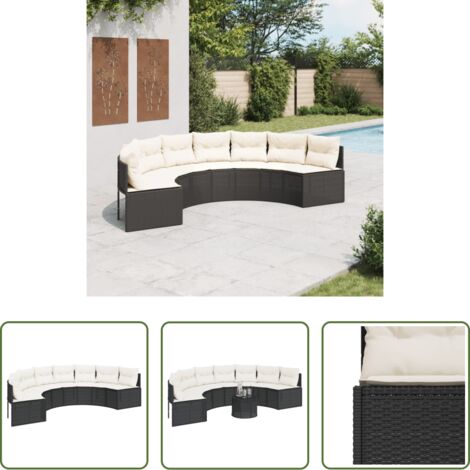 Cuscini da seduta -  Divano da Giardino con Cuscini Semicircolare in Polyrattan