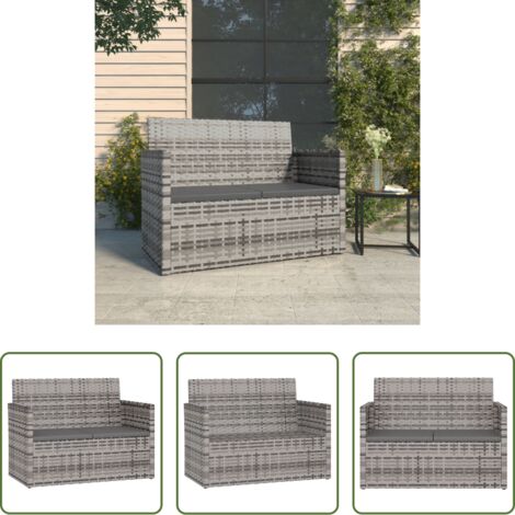 Cuscini da seduta -  Panca da Giardino con Cuscini Grigia 105 cm in Polyrattan