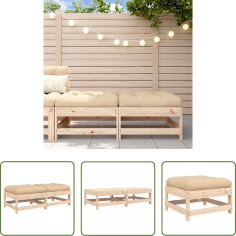 Cuscini da seduta -  Poggiapiedi da Giardino con Cuscini 2 pz Legno Massello di Pino