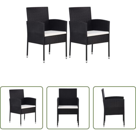 Cuscini da seduta -  Sedie da Giardino con Cuscini Bianco Crema 2pz Nere Polyrattan