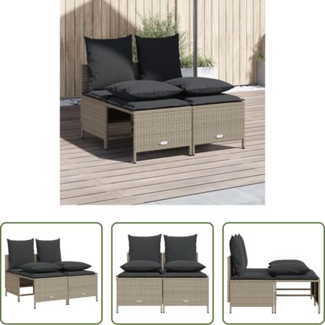 Cuscini da seduta -  Set Divano da Giardino 4pz con Cuscini Grigio Chiaro Polyrattan