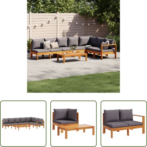 Cuscini da seduta -  Set Divano da Giardino 5 pz con Cuscini Legno Massello Acacia
