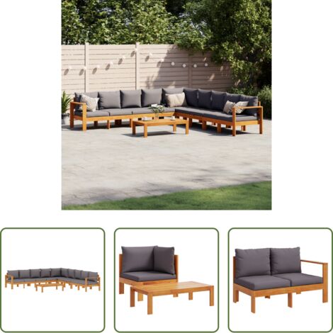 Cuscini da seduta -  Set Divano da Giardino 6 pz con Cuscini in Massello di Acacia