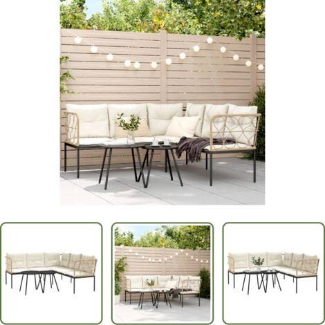 Cuscini da seduta -  Set Divano da Giardino con Cuscini Nero Acciaio e Textilene