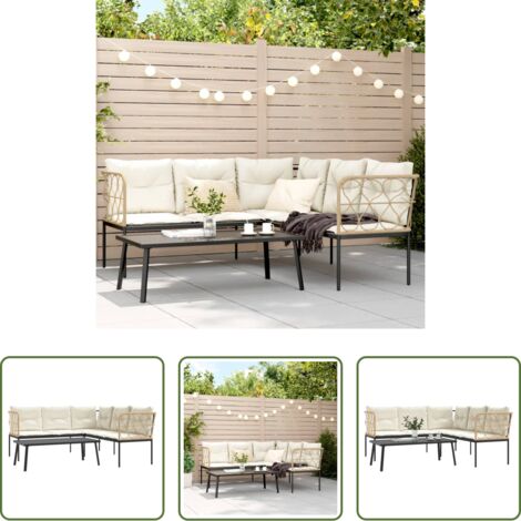 Cuscini da seduta -  Set Divano da Giardino con Cuscini Nero Acciaio e Textilene