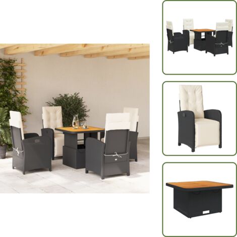 Cuscini da seduta sfoderabili - vidaXL Set da Pranzo da Giardino 5 pz Nero con Cuscini in Polyrattan - Rattan PE