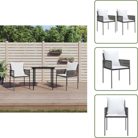 Cuscini da seduta - vidaXL Sedie da Giardino con Cuscini 2pz Marroni 54x61x83cm Polyrattan - Rattan PE