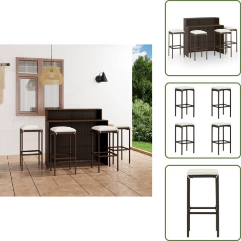 Cuscini da seduta - vidaXL Set Bar da Giardino 3 pz con Cuscini Marrone - Bar da esterno