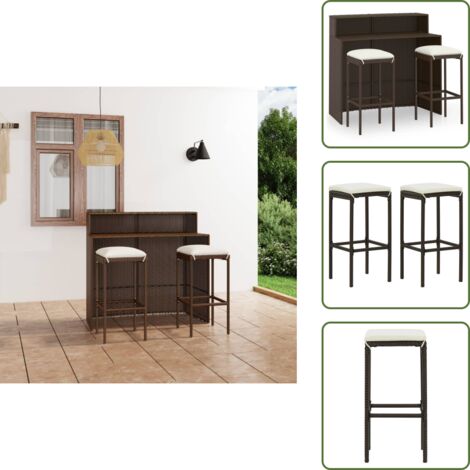 Cuscini da seduta - vidaXL Set Bar da Giardino 3 pz con Cuscini Marrone - Mobili da esterno