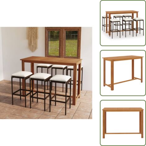 Cuscini da seduta - vidaXL Set Bar da Giardino 7 pz con Cuscini Marrone - Bar in legno