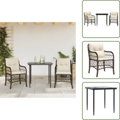 Cuscini da seduta - vidaXL Set Bistrò 3 pz con Cuscini Marrone in Polyrattan - Rattan PE