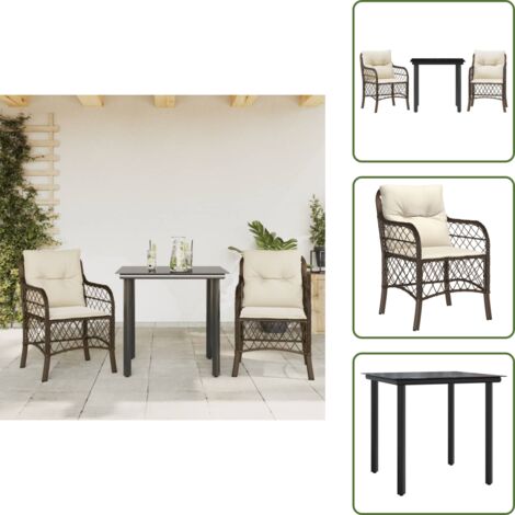 Cuscini da seduta - vidaXL Set Bistrò 3 pz con Cuscini Marrone in Polyrattan - Rattan PE