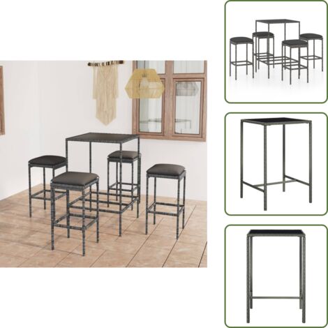 Cuscini da seduta - vidaXL Set da Bar da Giardino 5 pz con Cuscini in Polyrattan Grigio - Arredamento da esterno