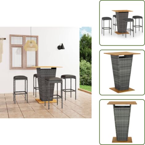 Cuscini da seduta - vidaXL Set da Bar da Giardino 5 pz con Cuscini in Polyrattan Grigio - Mobili da esterno