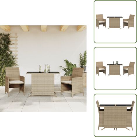 Cuscini da seduta - vidaXL Set da Bistrò 3 pz con Cuscini Beige in Polyrattan - Rattan PE