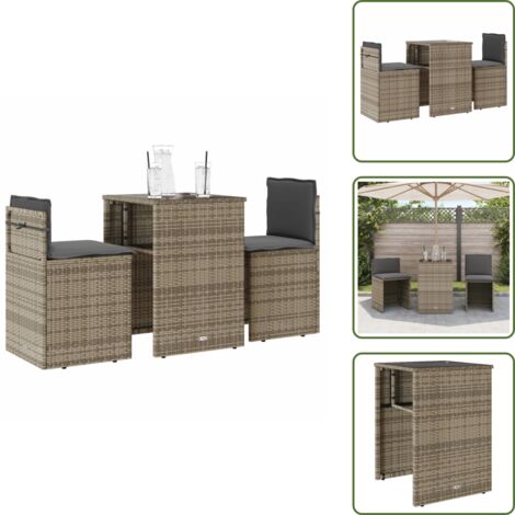 Cuscini da seduta - vidaXL Set da Bistrò 3 pz con Cuscini Grigio in Polyrattan - Rattan PE