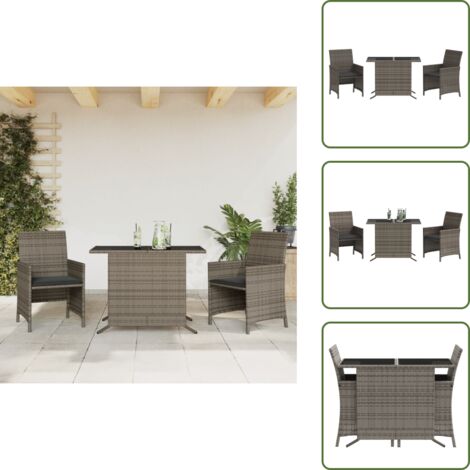 Cuscini da seduta - vidaXL Set da Bistrò 3 pz con Cuscini Grigio in Polyrattan - Rattan PE