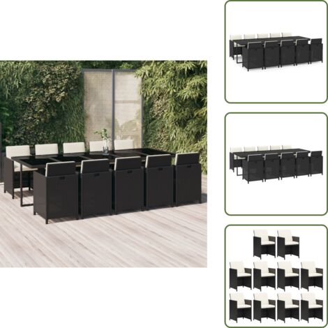 Cuscini da seduta - vidaXL Set da Pranzo da Giardino 11 pz con Cuscini in Polyrattan Nero - Cuscini da schienale