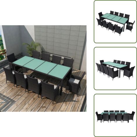 Cuscini da seduta - vidaXL Set da Pranzo da Giardino 11 pz con Cuscini in Polyrattan Nero - Rattan