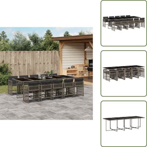Cuscini da seduta - vidaXL Set da Pranzo da Giardino 11pz con Cuscini in Polyrattan Grigio - Rattan PE