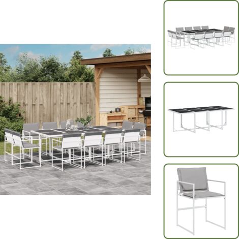Cuscini da seduta - vidaXL Set da Pranzo da Giardino 13 pz con Cuscini Bianco in Textilene - Cuscini da giardino