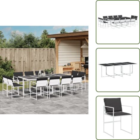 Cuscini da seduta - vidaXL Set da Pranzo da Giardino 13 pz con Cuscini Bianco in Textilene - Mobili da esterno