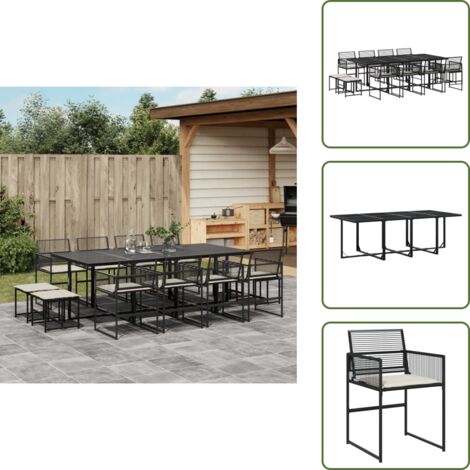 Cuscini da seduta - vidaXL Set da Pranzo da Giardino 13pz con Cuscini Nero in Polyrattan - Cuscini da sgabello
