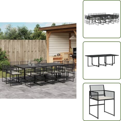 Cuscini da seduta - vidaXL Set da Pranzo da Giardino 13pz con Cuscini Nero in Polyrattan - Rattan PE