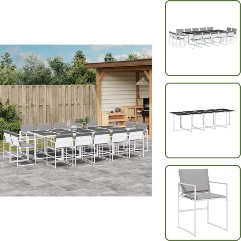 Cuscini da seduta - vidaXL Set da Pranzo da Giardino 15 pz con Cuscini Bianco in Textilene - Mobili da esterno
