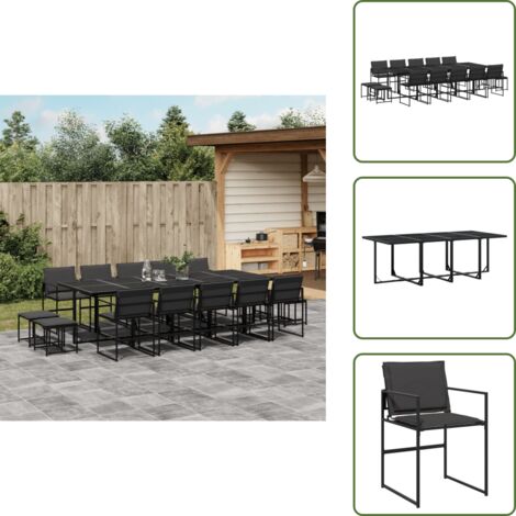Cuscini da seduta - vidaXL Set da Pranzo da Giardino 15 pz con Cuscini Nero in Textilene - Cuscini per schienale