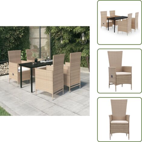 Cuscini da seduta - vidaXL Set da Pranzo da Giardino 5 pz con Cuscini Beige - Arredamento da esterno