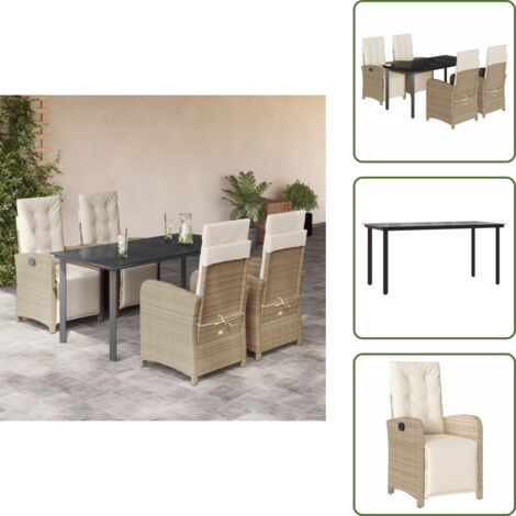 Cuscini da seduta - vidaXL Set da Pranzo da Giardino 5 pz con Cuscini Beige in Polyrattan - Cuscini da giardino
