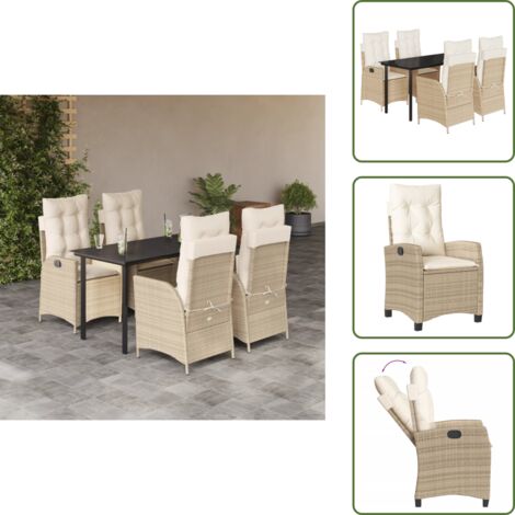 Cuscini da seduta - vidaXL Set da Pranzo da Giardino 5 pz con Cuscini Beige in Polyrattan - Cuscini da schienale