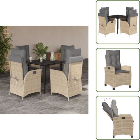 Cuscini da seduta - vidaXL Set da Pranzo da Giardino 5 pz con Cuscini Beige in Polyrattan - Cuscini sfoderabili