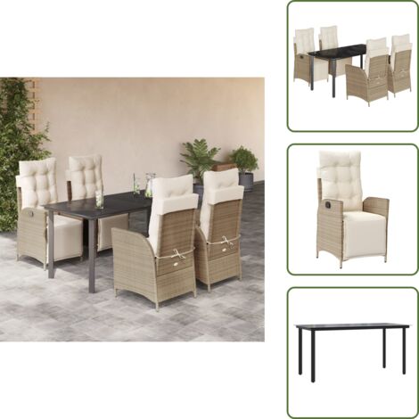 Cuscini da seduta - vidaXL Set da Pranzo da Giardino 5 pz con Cuscini Beige in Polyrattan - Cuscini sfoderabili