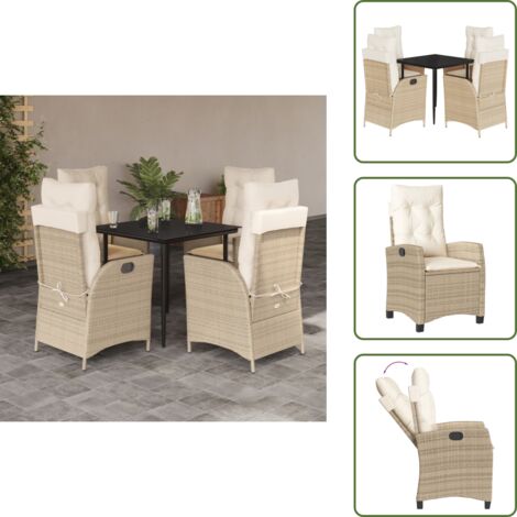 Cuscini da seduta - vidaXL Set da Pranzo da Giardino 5 pz con Cuscini Beige in Polyrattan - Cuscini sfoderabili