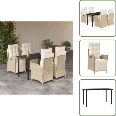 Cuscini da seduta - vidaXL Set da Pranzo da Giardino 5 pz con Cuscini Beige in Polyrattan - Cuscini sfoderabili