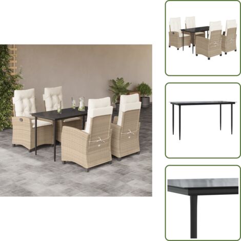 Cuscini da seduta - vidaXL Set da Pranzo da Giardino 5 pz con Cuscini Beige in Polyrattan - Cuscini sfoderabili