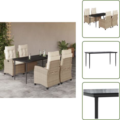 Cuscini da seduta - vidaXL Set da Pranzo da Giardino 5 pz con Cuscini Beige in Polyrattan - Cuscini sfoderabili