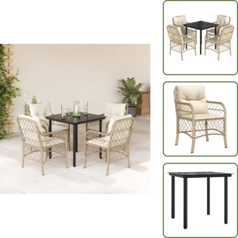 Cuscini da seduta - vidaXL Set da Pranzo da Giardino 5 pz con Cuscini Beige in Polyrattan - Cuscini sfoderabili