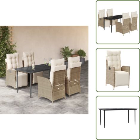 Cuscini da seduta - vidaXL Set da Pranzo da Giardino 5 pz con Cuscini Beige in Polyrattan - Cuscini sfoderabili