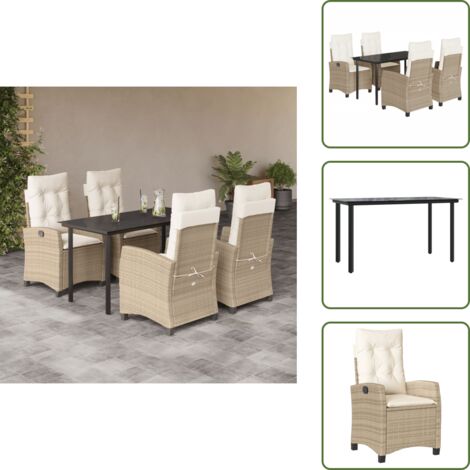 Cuscini da seduta - vidaXL Set da Pranzo da Giardino 5 pz con Cuscini Beige in Polyrattan - Cuscini sfoderabili