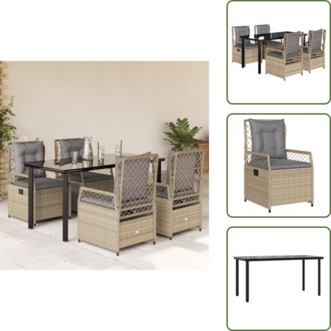 Cuscini da seduta - vidaXL Set da Pranzo da Giardino 5 pz con Cuscini Beige in Polyrattan - Cuscini sfoderabili