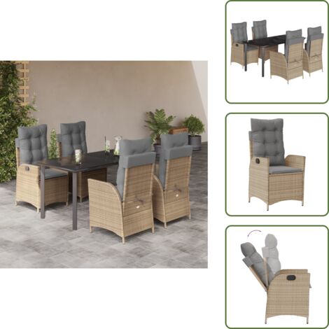 Cuscini da seduta - vidaXL Set da Pranzo da Giardino 5 pz con Cuscini Beige in Polyrattan - Cuscini sfoderabili