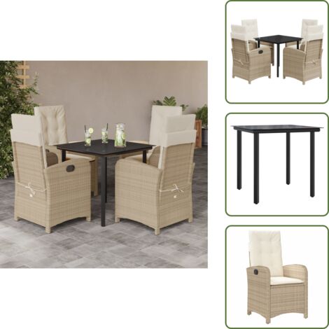 Cuscini da seduta - vidaXL Set da Pranzo da Giardino 5 pz con Cuscini Beige in Polyrattan - Rattan PE