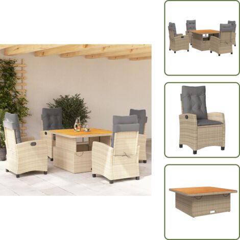 Cuscini da seduta - vidaXL Set da Pranzo da Giardino 5 pz con Cuscini Beige in Polyrattan - Rattan PE