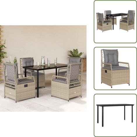 Cuscini da seduta - vidaXL Set da Pranzo da Giardino 5 pz con Cuscini Beige in Polyrattan - Rattan PE